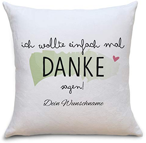 OWLBOOK Danke Sagen Flauschiges Kissen mit Aufdruck Personalisiert mit Namen Geschenke Geschenkideen für die Familie zum GeburtstagValentinstag Zierkissen mit Füllung