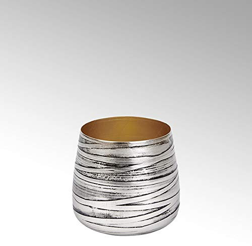 Lambert -Twister - Teelichthalter/Windlicht/Blumenvase - Aluminium/Nickel - Silberfarben - (HxD) 9,5 x 10cm - Klein