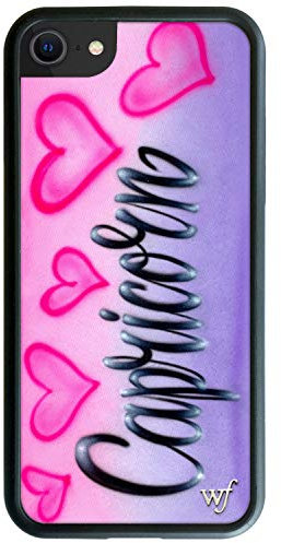 Wildflower Hüllen: Sternzeichen-Airbrush-Schutzhülle für Apple iPhone 6/7/8/SE, Rosa, Herzen, Sternzeichen, trendig, schützender schwarzer Stoßfänger, 1,2 m Falltest-zertifiziert, kleines Unternehmen