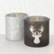 Windlicht Kerzenhalter Teelichthalter Motiv Hirsch grau Silber weiß 2er Set