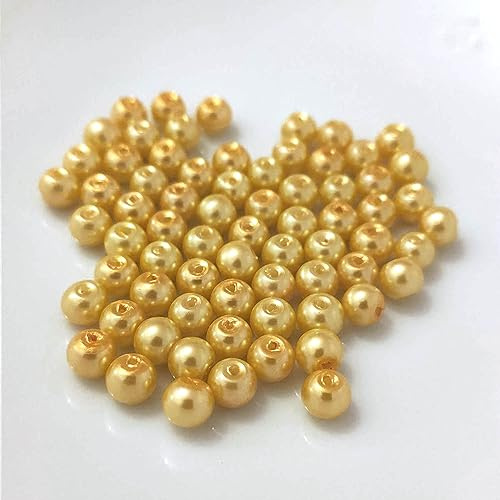 Kopper-24 (6 mm/Gelb) Glasperlen - Bastelperlen aus Glas rund - 30 Farben mit Loch Perlen zum Basteln auffädeln Armbänder Traumfänger bunt Set DIY mini kleine große Kinder Bastelperlen Schmuck