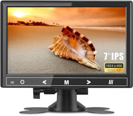 HAIWAY Monitor HDMI pequeño portátil de 7 pulgadas, monitor HD 1080P VGA pequeña pantalla HDMI, monitor de servidor IPS 1024 x 600 píxeles, 178 visualización completa, con altavoz, conector de