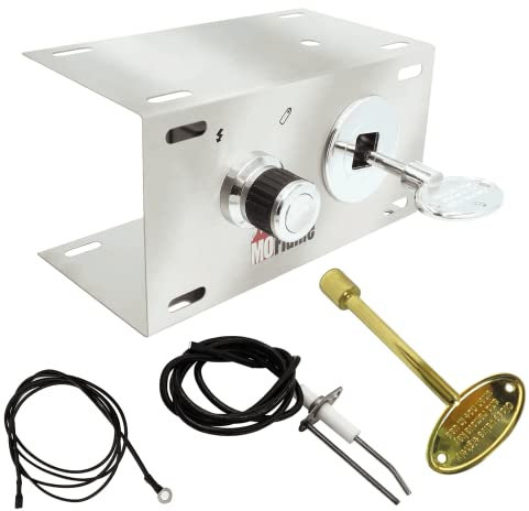 MOFLAME Feuerstelle Gasbrenner-Funkenzündungs-Set, inkl. elektronischem Funkenzünder, 304 Edelstahl-Bedienfeld, 1,27 cm gerades Vierteldrehungs-Absperrventil mit Schlüssel für DIY-Feuerstelle
