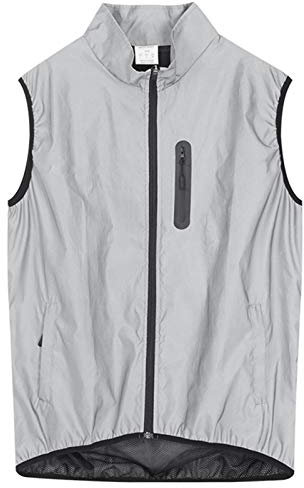 Herren Reflektierende Biker Weste,Leichte Windstopper Wasserabweisend Atmungsaktiv Fahrrad Weste,ärmellos Weste,Geeignet Zum Laufen,Radfahren,Motorradfahren(Size:XXXL,Color:Silber)