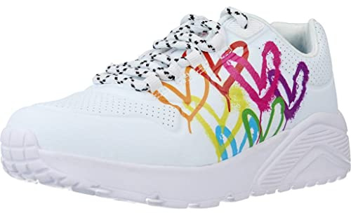 Skechers Mädchen UNO Lite Love Brights Sneaker, White Pu Multi Trim, 33 EU