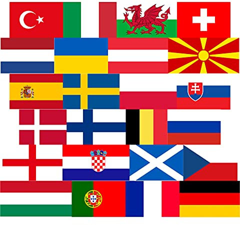 24 große Euro-Flaggen für Kostüme, Dekoration – europäische große Flaggen mit Ösen ca. 152 x 91 cm – Fußball, Rugby, Sportveranstaltungen, Straßenpartys, Festivals und Feiern