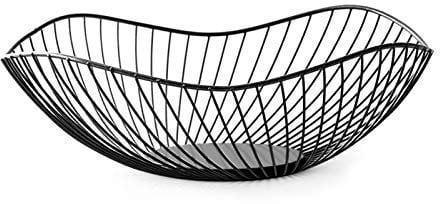 LdawyDE Black Metal Fruit Bowl - Modern Storage Basket, Anti-Rust Durable Stand, Desktop Fruit Holder, Diameter 25.5 x 10 cm