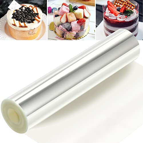 Tortenrandfolie 20cmx10m, Transparent Acetat Rolle Acetat Folie für Kuchen, Tortenrandfolie Kuchen Kragen, Acetate Foil Für Schokoladen-Creme-Torte Stabilisieren Dekoration