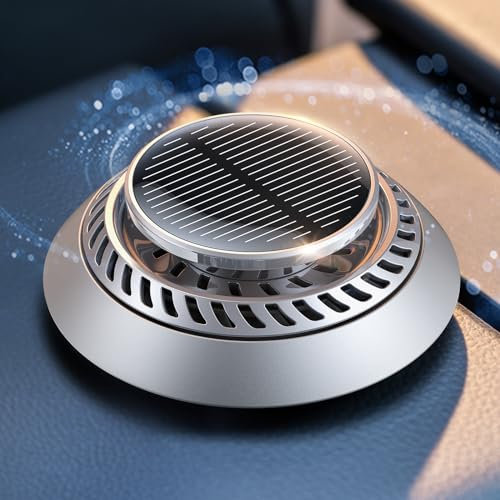 Désodorisant Voiture Ceeniu, F21 DIY Désodorisant Solaire Rotatif, Design UFO en Alliage d'Aluminium Complet, Silencieux, Parfum Naturel Français, Accessoires de Luxe, 2 Huiles Essentielles