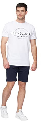 Duck and Cover Mens Slim Fit Chino Cotton Summer Casual Shorts(30W/Navy)