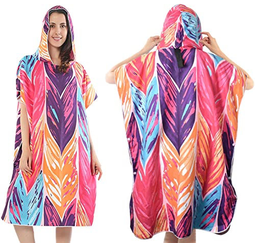 Handtuch-Poncho für Herren Damen, Mikrofaser Surf Poncho mit Kapuze, für Erwachsene und Kinder, Strand, Schwimmbad, Urlaub, Reise