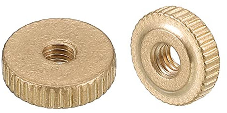 sourcing map Knurled Thumb Nuts, 5pcs M4 x D12mm x H3.5mm Brass Knurled Nut Flat Head Through Hole Lock Adjusting Nuts for 3D Printer Parts