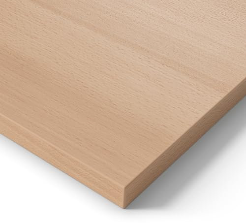 Ergotopia® Tischplatte Buche 120 cm, robuste Schreibtischplatte ideal für höhenverstellbare Schreibtische - Holzplatte gefertigt in Deutschland - 25 mm Bürotischplatte