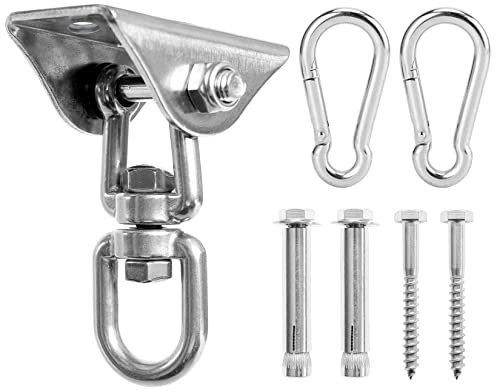 JUNGLE WELL Heavy Duty Swing Hangers 500kg Capacity, 360 Swivel Stainless Steel Swing Hooks, Hardware for Concrete, Wooden Sets, Hammock Chair, Playground Equipment, Heavy Bag (1 Set)