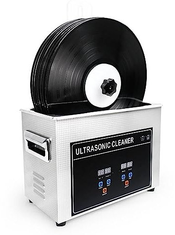 YHUEGH Ultrasonic Cleaner, 6L Vinyl Record Washing Cleaning Machine, 180W Ultrasonic Records Cleaner 7-12 Inch 6 Records Ultrasonic Vinyl Cleaning Machine with Drying Rack for Home Store