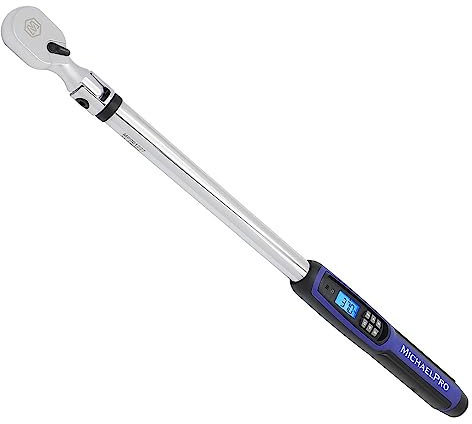 MichaelPro 1/2 Flex Head Digital Torque Wrench with Angle Function, 25 to 250 ft-lbs (34 to 340 Nm), Target Torque Multi-Alert System, 10 Available Presets | MP001227