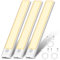 OUILA Luz de Armario con Sensor Movimiento 3000K Recargable Luz Nocturna,20.5CM Regulable Lampara LED Adhesiva para Gabinete, Pasillo, Escalera, Sótano, Cocina, Garaje-3 Packs