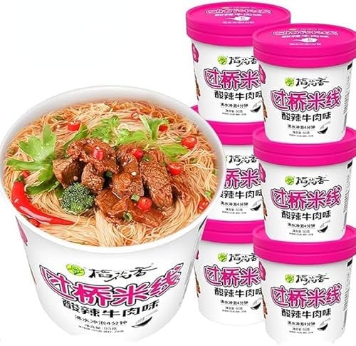 Yunnan Crossing The Bridge Noodles Spicy Rice Noodle (Non Fried) Cup Noodle Lamian Noodles Noodles In Soup, Chinese Instant Noodle, Instant Noodle Soup (Sour and spicy taste,3 barrels)