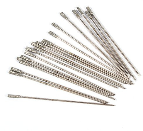 BuyWeek 20 Piezas Brocas de Diamante de 1mm, Brocas de Gres Fino de Diamante, Aguja de Broca Sólida para Joyería ágata, Gres Porcelánico