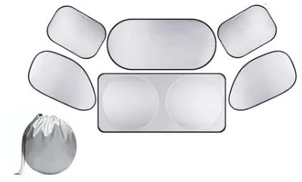 Tissting Parasol para Parabrisas, Juego de 6 Parasoles Plegables UV Protección Térmica 145x70 cm Plateado para Coche, SUV, Camión