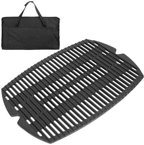 BBQ-PLUS 7582 Gusseisen Grillrost für Weber Baby Q Series Parts Q1000 Grillzubehör Q100 Q120 Q1200 Sreies,Grillrost Ersatz für Weber 386001 386002,17 x 12,7 mit Tragetasche