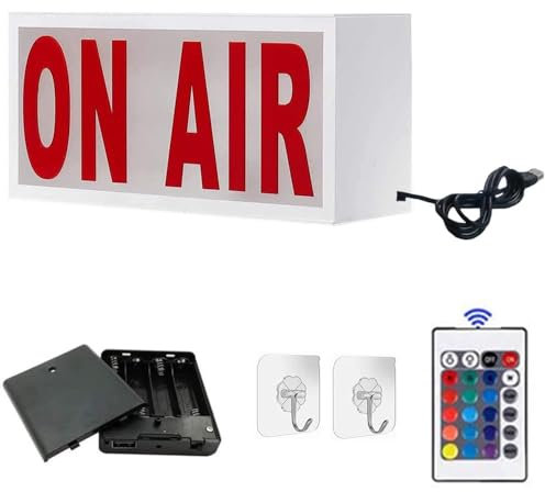 On Air Boîte lumineuse murale à LED, panneau lumineux au néon, alimenté par piles ou USB avec télécommande et crochets, de nombreux modes d'éclairage, pour studio d'enregistrement, bureau à domicile,