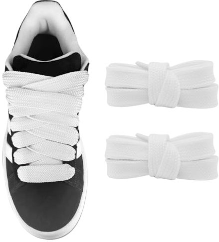 UamGlsob Lacci per scarpe grasse da 20mm per Adidas Campus 00s sneaker, lacci scarpe piatti e spessi e larghi, Jumbo Shoelaces (White, 45/115cm)