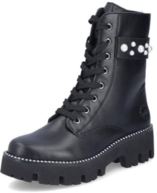Rieker Damen Combat Boots Y3354, Frauen Stiefeletten,schnürstiefel,Stiefel,Bootee,Booties,halbstiefel,Kurzstiefel,schwarz (00),36 EU / 3.5 UK