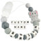 Kowlone Attache Sucette Nom Personnalisé Prenom Silicones Éléphant Attache Tétine en Clips Chaîne pour Bébé Filles Garçons(Gris)