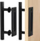 DBREAKS 30cm Noir poignee de porte coulissante, 2 Pièce Poignée Porte Grange, poignee de porte interieur, poignee porte coulissante, avec Accessoires de Montage, pour portails, garages, armoires