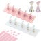 Prasacco 2 Sets Nail Stand for Painting Nails, Acrylic Nail Holder for Press on Nails Display with 96 pcs Reusable Adhesive Putty Magnetic Fake Nail Holder for Painting for Home DIY Salon(White+Pink)