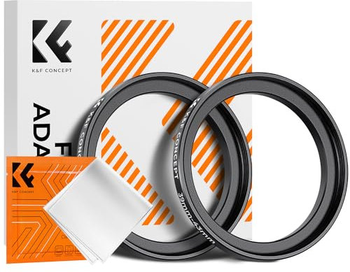 K&F Concept 2 Stück Step Up Ring Filter-Adapterring 39-43mm,Objektiv-Adapterring für Filter aus Aluminium-Legierung in Flugzeugqualität
