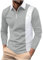 RLEHJN Long Sleeve Polos Shirts Mens 1/4 Zip Up Clearance, Golf Polos Shirts for Men UK Lightweight Color Block Work Shirts Sports Casual Tops V Neck T Shirts Casual Turn-Down Collar Tops S-4XL Gray