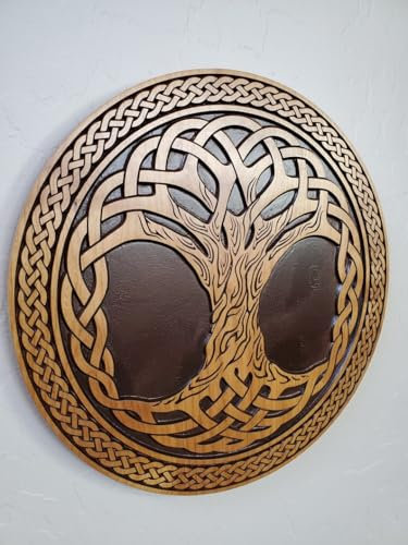 Décoration murale en bois sculpté arbre de vie celtique, décoration murale, art celtique sculpté, décoration d'intérieur