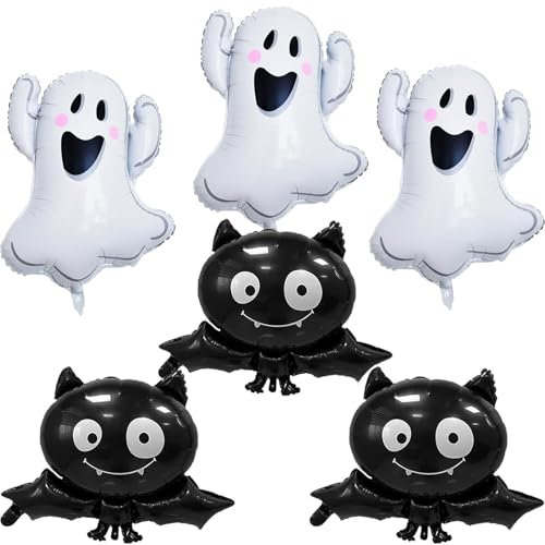 DazzJoy 6 Stück Halloween Luftballons, XXL Geist Fledermaus Luftballon Tiere Ballons, Halloween Fledermaus Geister Deko Folienballon, Halloween Balloons für Halloween Party Deko, Kindergeburtstag Deko