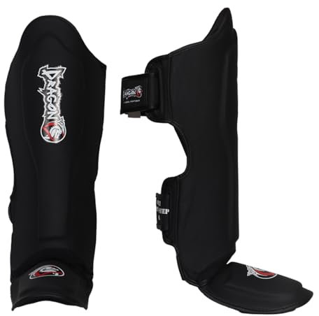 DRAGON DO Muay Thai, Kickboxen und MMA Schienbeinschoner für Männer, Frauen, Kinder mit perfektem Sitz und idealer Polsterung und für weitere Kampfsportarten 40721 (Schwarz, S/M)