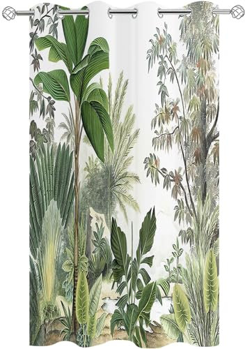 Hiseng Tende da Esterno con Anelli 1 Pezzi Stampa Pianta Foglia Tende da Sole per Esterno Tenda Oscurante Impermeabile per Balcone Giardino Pergola Protezione e Privacy (180x213cm,Tropicale)