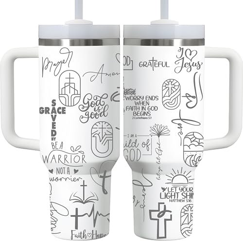ZUNEZX Christliche Trinkgläser für Frauen – I Am A Child Of God, 1,2 l, Lasergravur, christlicher Becher, Wasserflasche, religiöser Glaube, Jesus, Gott, Bibelvers, Geschenke für Mutter, Geburtstag,