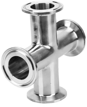 Raccords de plomberie Raccords en acier inoxydable, 3/4 1 2 3 4 tuyau OD 19mm-102mm acier inoxydable SS304 4 voies raccord sanitaire croisé Tri Clamp Feerule OD 50,5-119mm Home Brew, 1pcs(19mm x