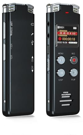 EVISTR 128GB Digital Voice Recorder - Audio Voice Activated Recording Device with Playback Noise Reduction - Rechargeable HD Dual MIC Dictaphone for Lectures Meetings