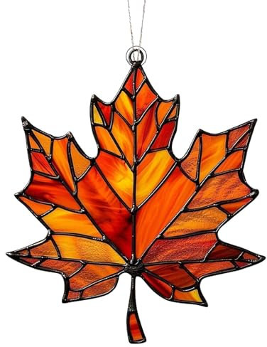 Ahornblätter Acryl Ornament, Gebeizte Blätter Ornamente, Ahornblatt Ornament Aus Gebeiztem Acryl Zum Aufhängen Am Fenster, Herbsts Deko Anhänger, Acryl-Wohndekoration, Wandkunst