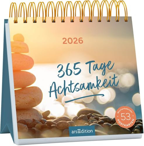 Postkartenkalender 365 Tage Achtsamkeit 2026: Wochenkalender 2026, 53 Postkarten für achtsame Momente