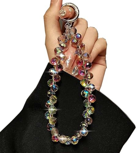 Sparkling Crystal Beaded Phone Wrist Strap - Cell Phone Lanyard Keychain Wristlet Phone Chain - Short Lanyards for Women - Droplet Crystals