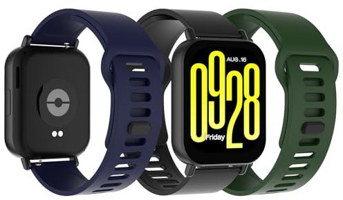 Bigqin 3 Piezas Correa Compatible con Xiaomi Redmi Watch 5 Active/Lite, Pulsera de Silicona Suave Reemplazo Deportiva Respirable Reloj Banda Compatible con HUAWEI Watch GT 5/4 46mm, 5.5-8.7