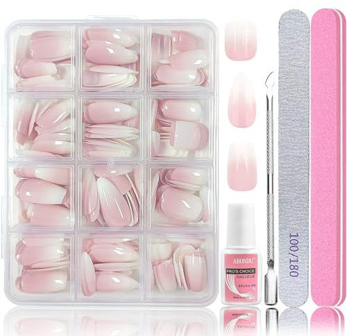 288 Stück Ombre Nägel zum Aufkleben, Press On Nails Set - Mandel Square Medium Coffin Künstliche Falsche Nägel Kit - 3 Stilen Gradient mit Kleber Acryl Nagel Tips für Frauen (Gradient A Set, 288 pcs)