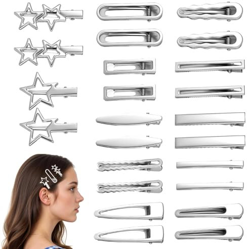 EnixwH 24 Pezzi Mollette Capelli Donna Fermagli Capelli Donna In Argento Forcina In Metallo Graziose Forcine Antiscivolo per Ragazze, per Feste, Matrimoni, Abiti Quotidiani
