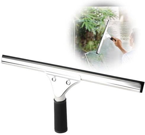14 Professional Window Squeegee Glass Cleaning, Stainless Wiper with 34cm Big Rubber Blade Shower Squeegee for Shower Doors Window Cleaning Equipment for Cars Kitchen Bathroom