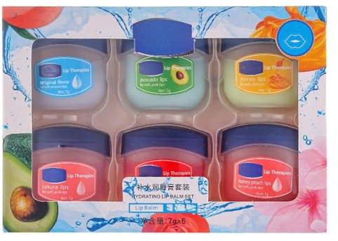 Hydrating Lip Balm Set 6 Stück, Feuchtigkeitsspendend Lippenbalsam, Lip Sleeping Mask, Pflegende Lippenpflege für Sehr Trockene Lippen, Nährender Lip Balm für Feuchtigkeitsspendende und Lippenpflege