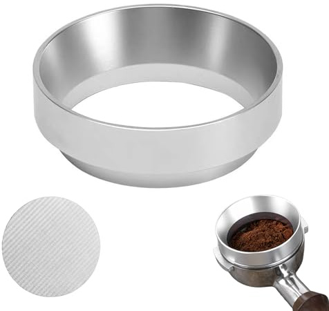 Ideal Swan 58mm Dosing Funnel, Magnetic Dosing Funnel with Espresso Puck Screen Set, Espresso Coffee Accessrioes Aluminum Alloy Dosing Ring Stainless Steel Filter Mesh Compatible with 58mm Portafilter