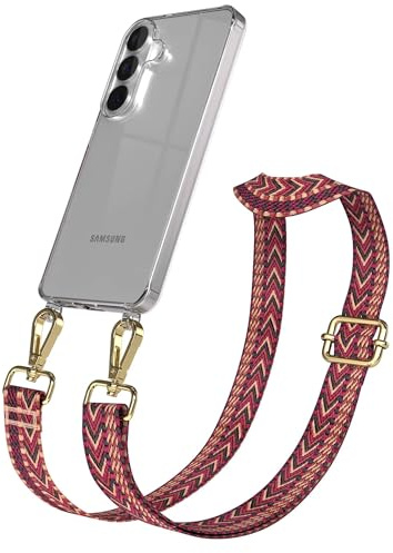 EAZY CASE Handykette - Verstellbares Taschenband kompatibel mit Galaxy S26, Schulterriemen, Handykordel mit Silikon Hülle, Umhängetasche, Pink Blau Gold